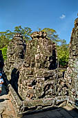 Angkor Thom - Bayon temple, second enclosure, corner towers seen from the central terrace 